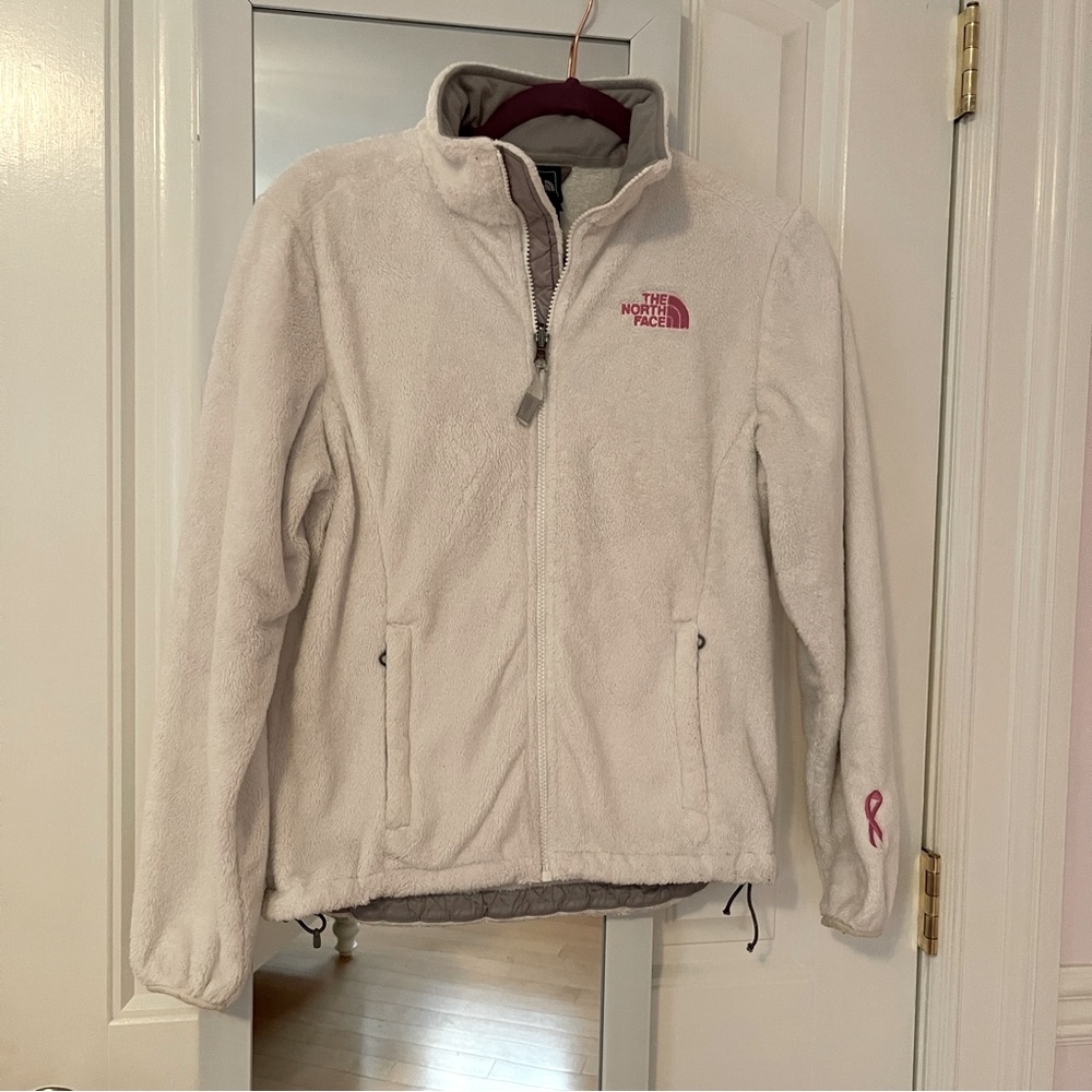 Ladies North Face white fleece zip front jacket -Size XS
